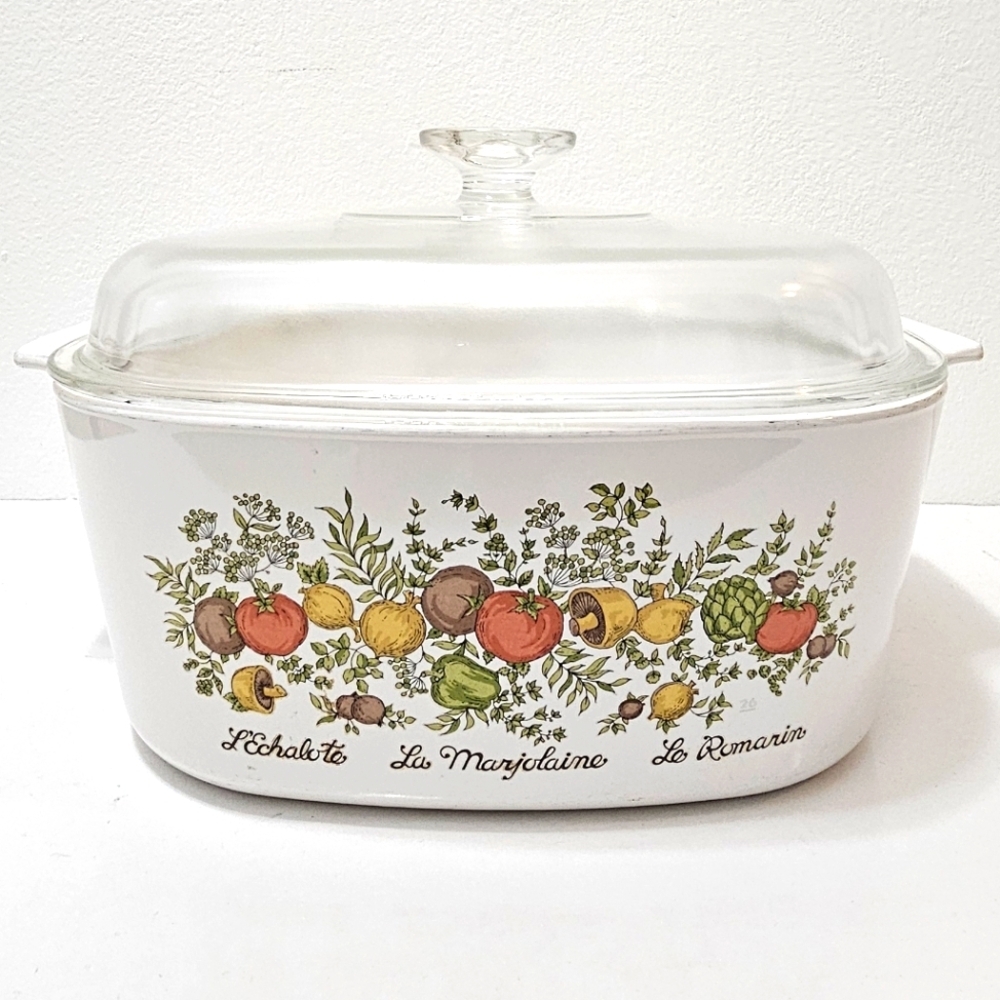 Vintage Corningware Spice of Life Casserole Dish with Glass Lid 5-Quart A-5-B